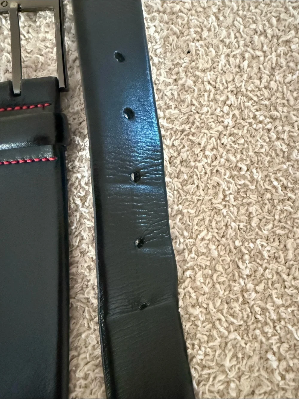 Hugo Boss Black Leather Belt with  Red Stitch Detail 🖤💼
